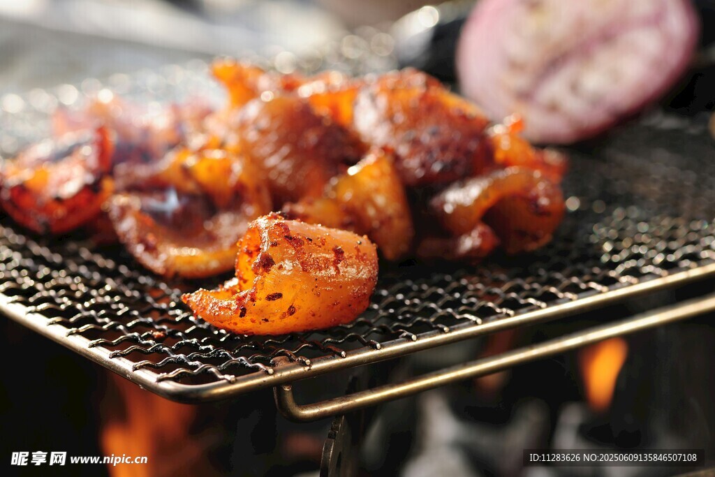 炭火上的美味烤肉