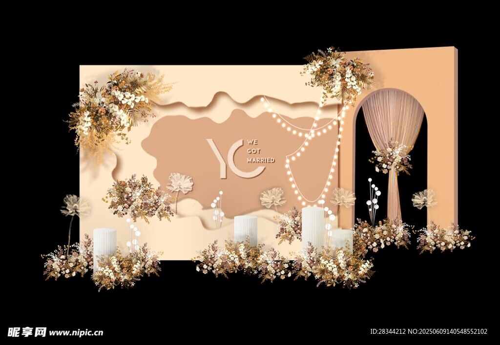 金色婚礼舞台设计效果图