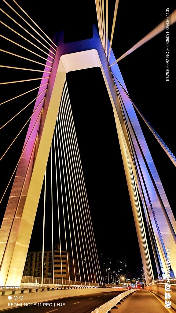 璀璨夜景下的绚丽斜拉桥