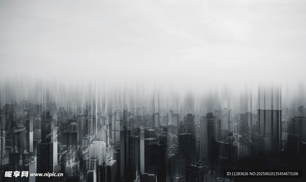 黑白城市天际线景观