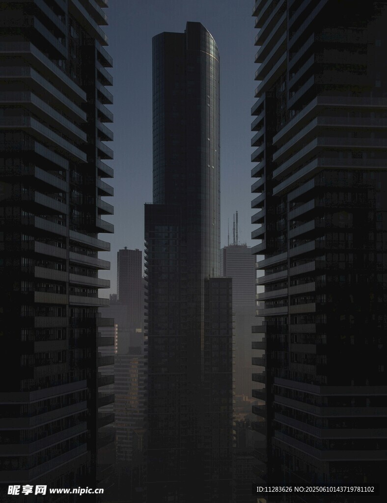 夜幕下的都市高楼景观