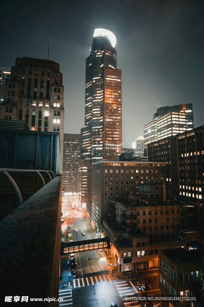城市夜景俯瞰繁华景象