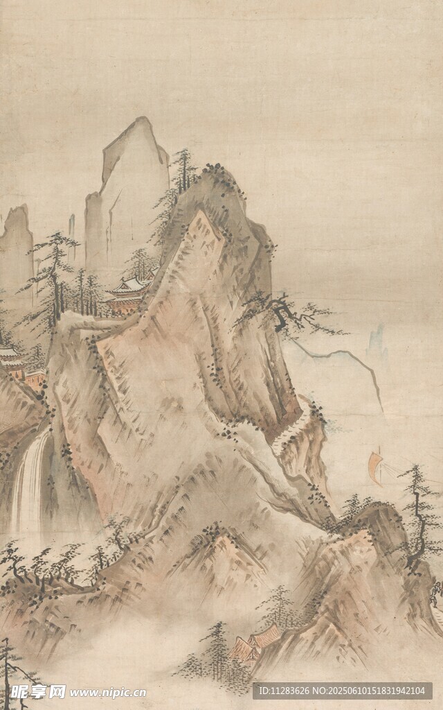 水墨山水国画风景图