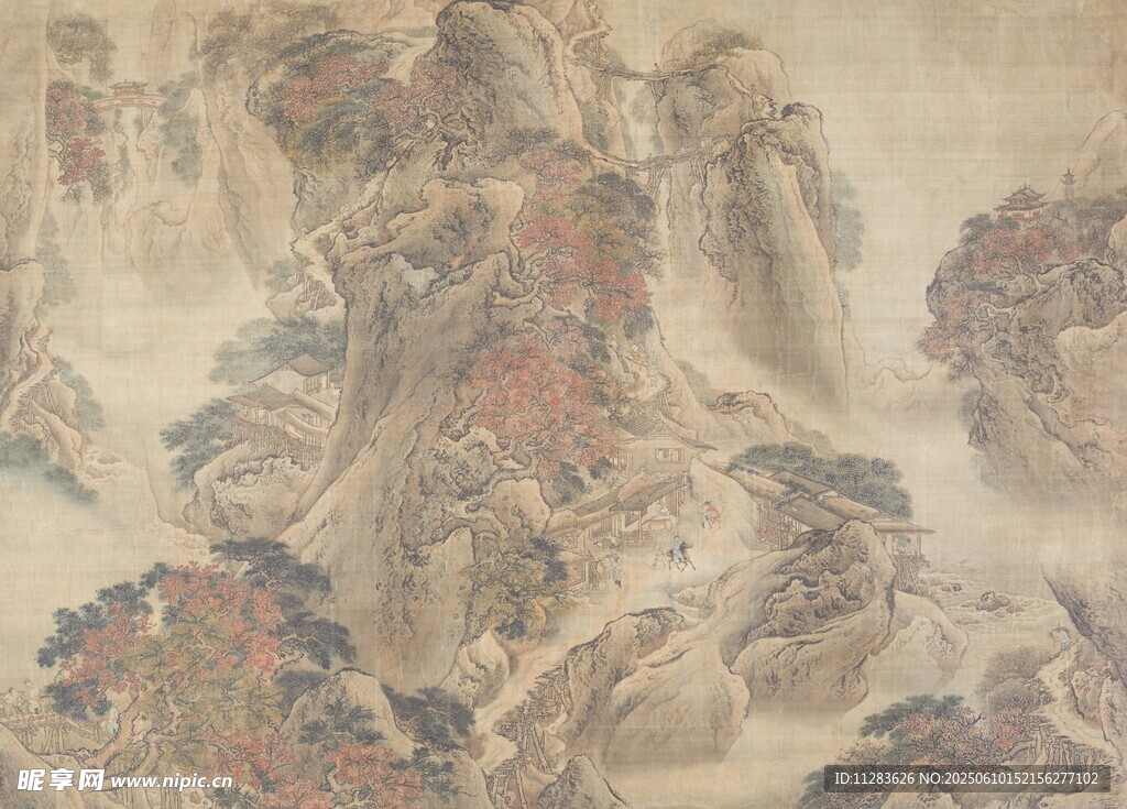 古代山水画卷景