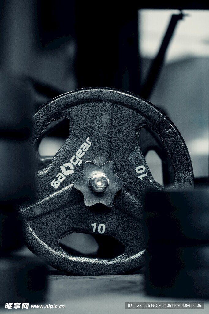 黑色哑铃片特写