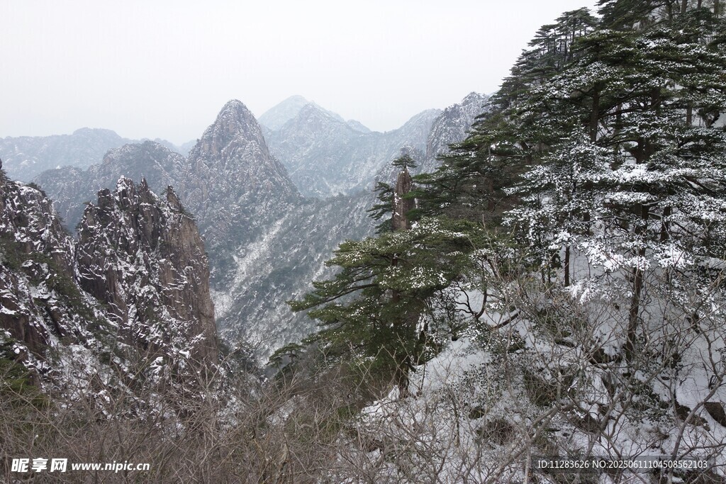 雪覆山峦美景