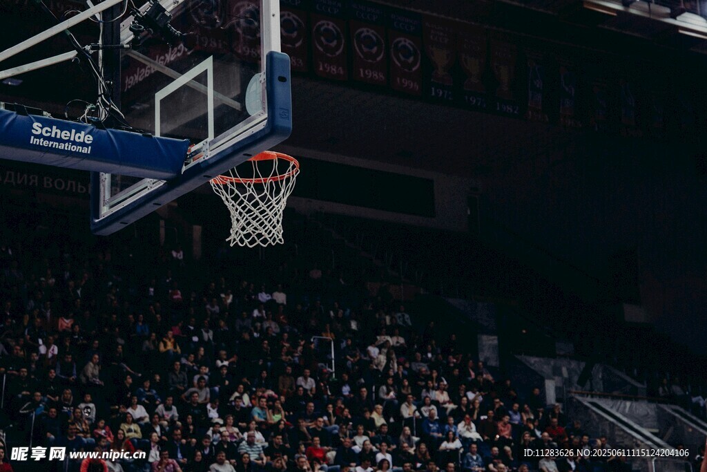 篮球赛场观众席热闹场景