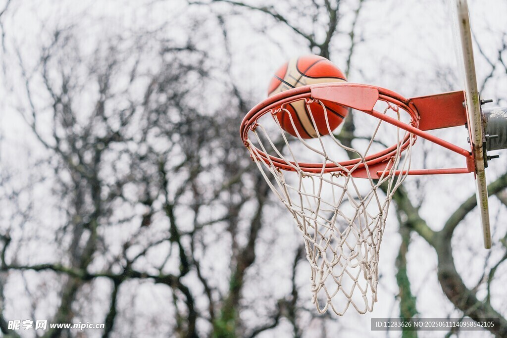 雪覆篮球框