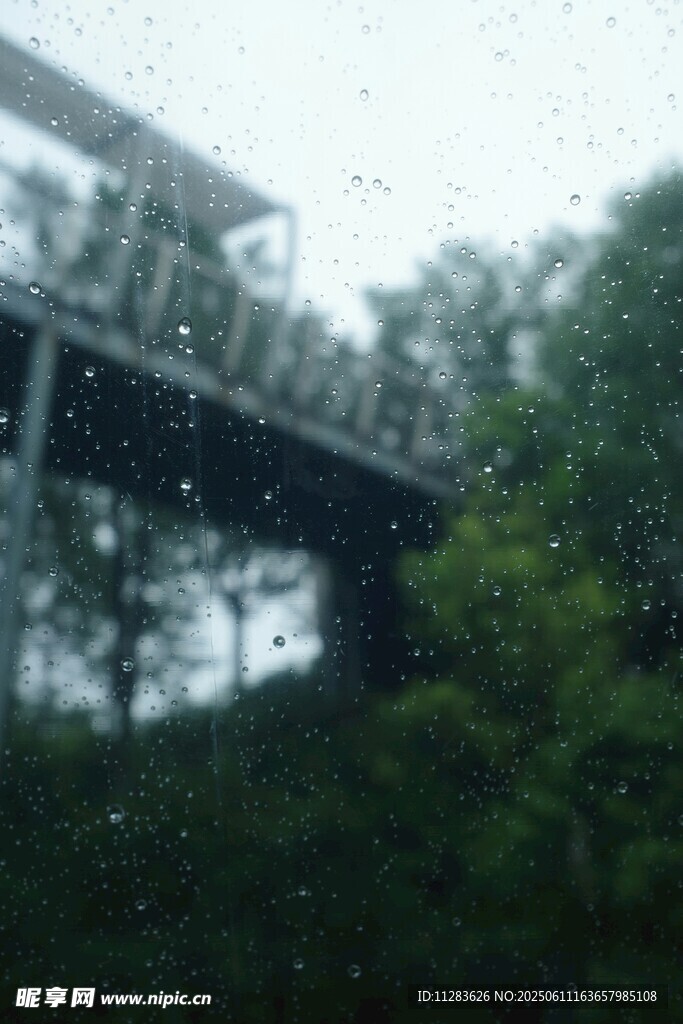 雨天中玻璃水珠