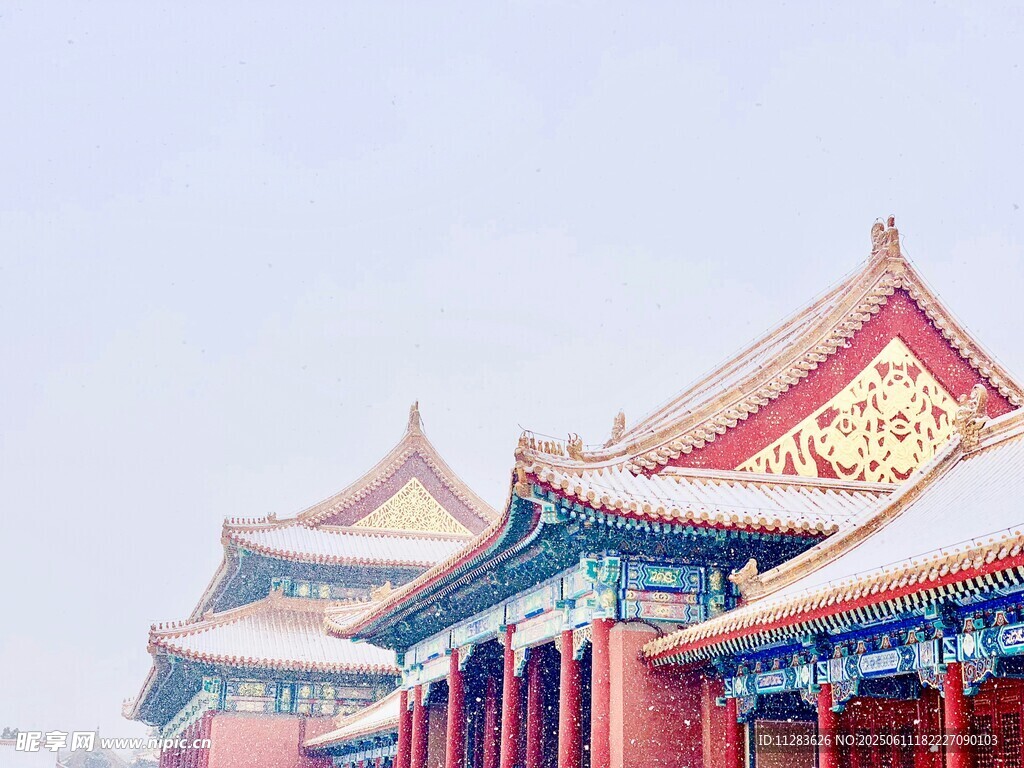 雪后故宫古建筑美景
