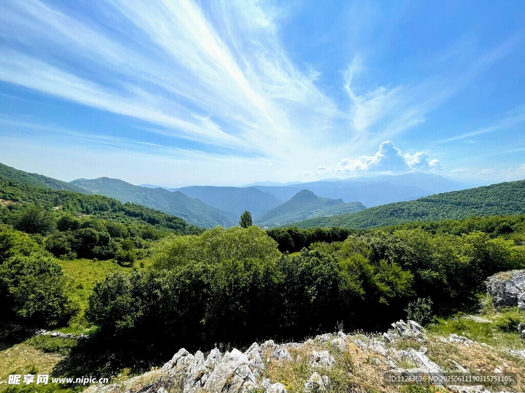 蓝天白云映绿野