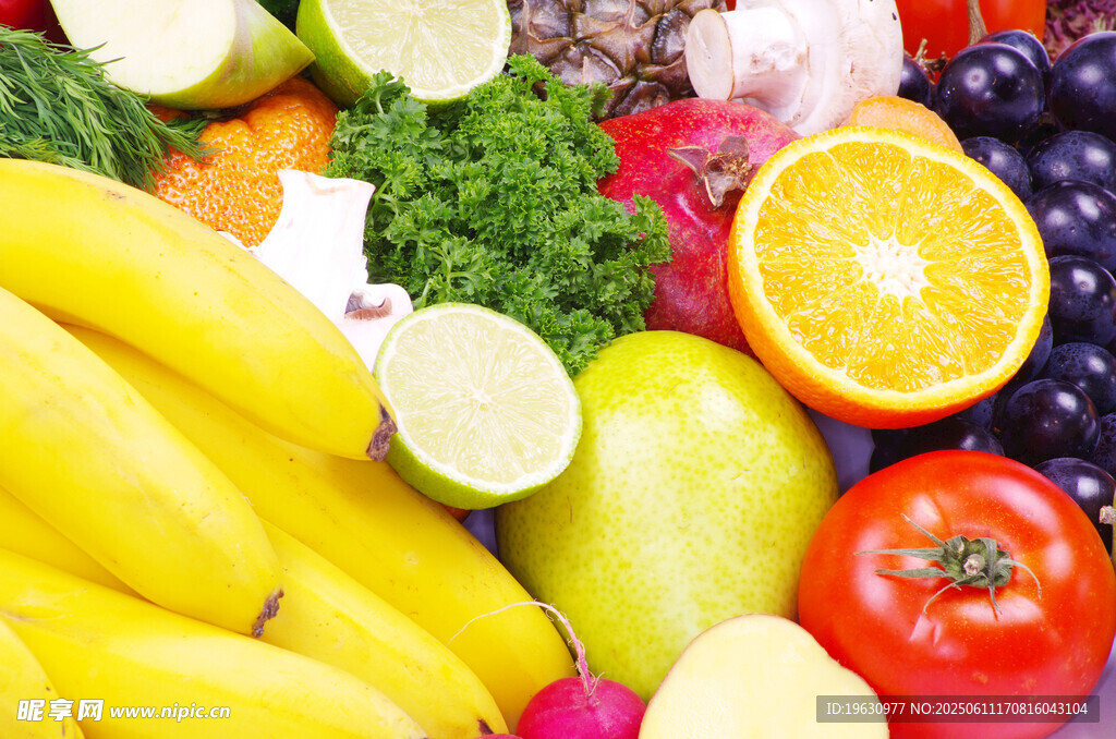 多彩新鲜水果与蔬菜集合
