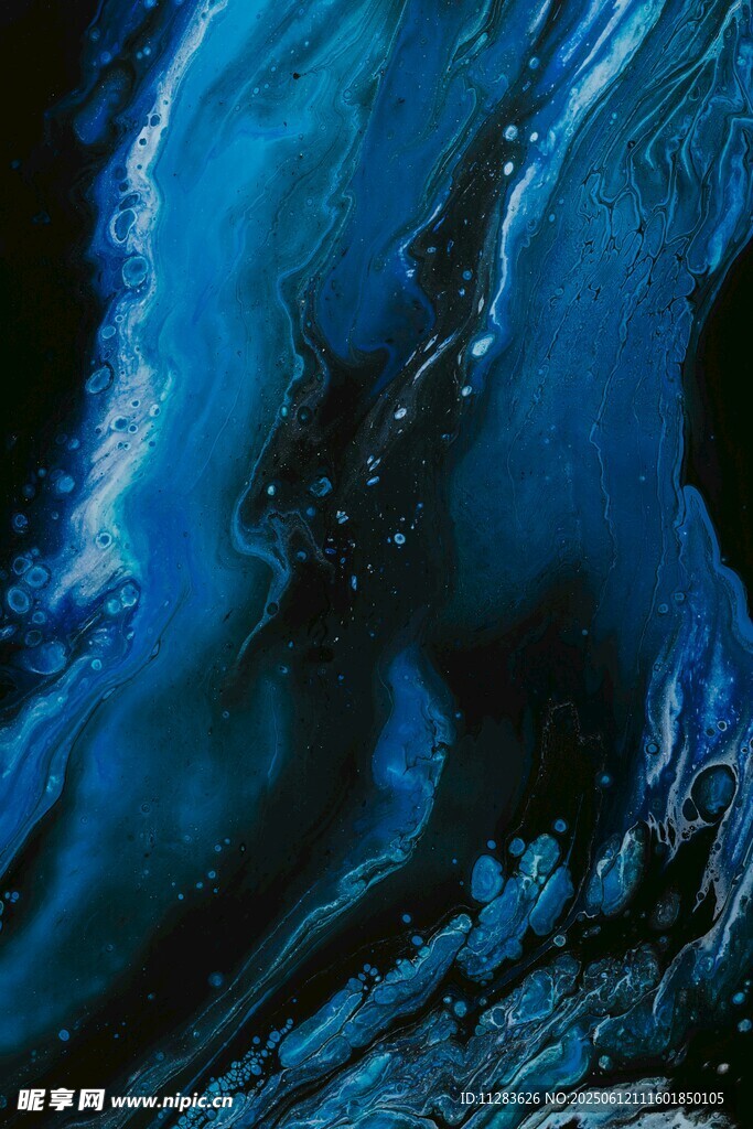 蓝色梦幻流体纹理画面