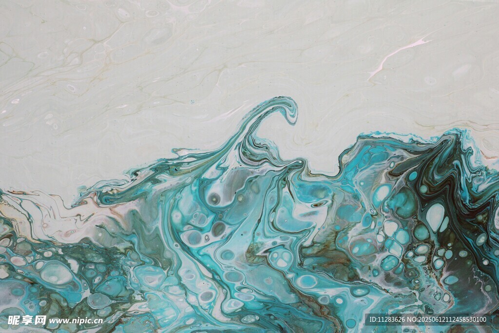 蓝绿色抽象海浪艺术画面