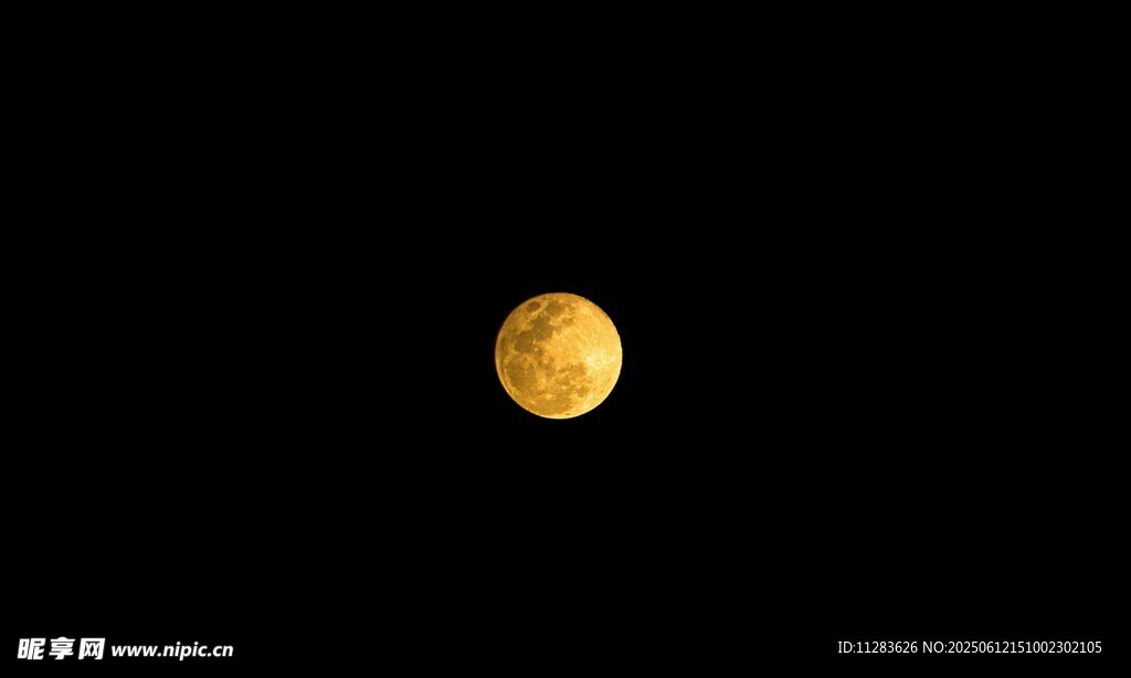 夜空中的金黄圆月