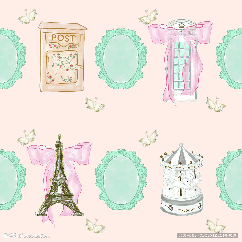 法式浪漫元素插画图案