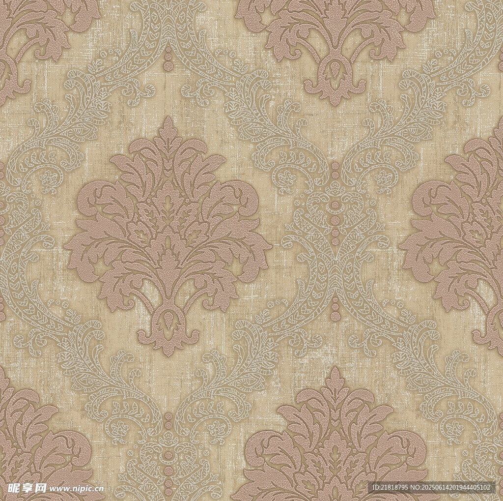 经典欧式大马士革壁纸图案设计单