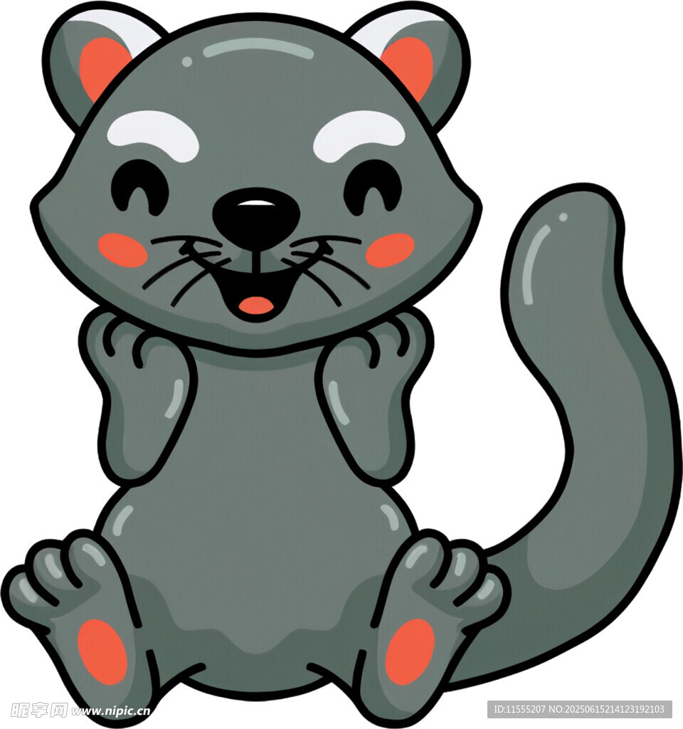 可爱灰猫双手托腮萌态