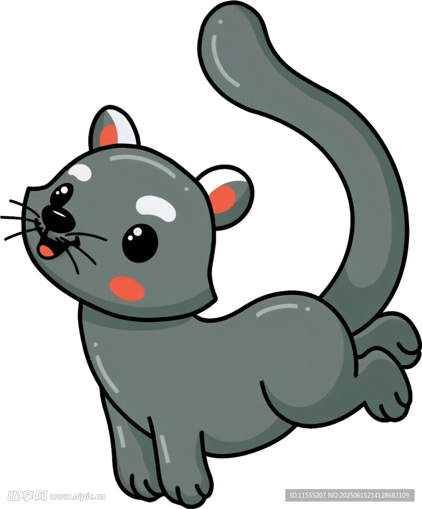 可爱灰猫俏皮奔跑