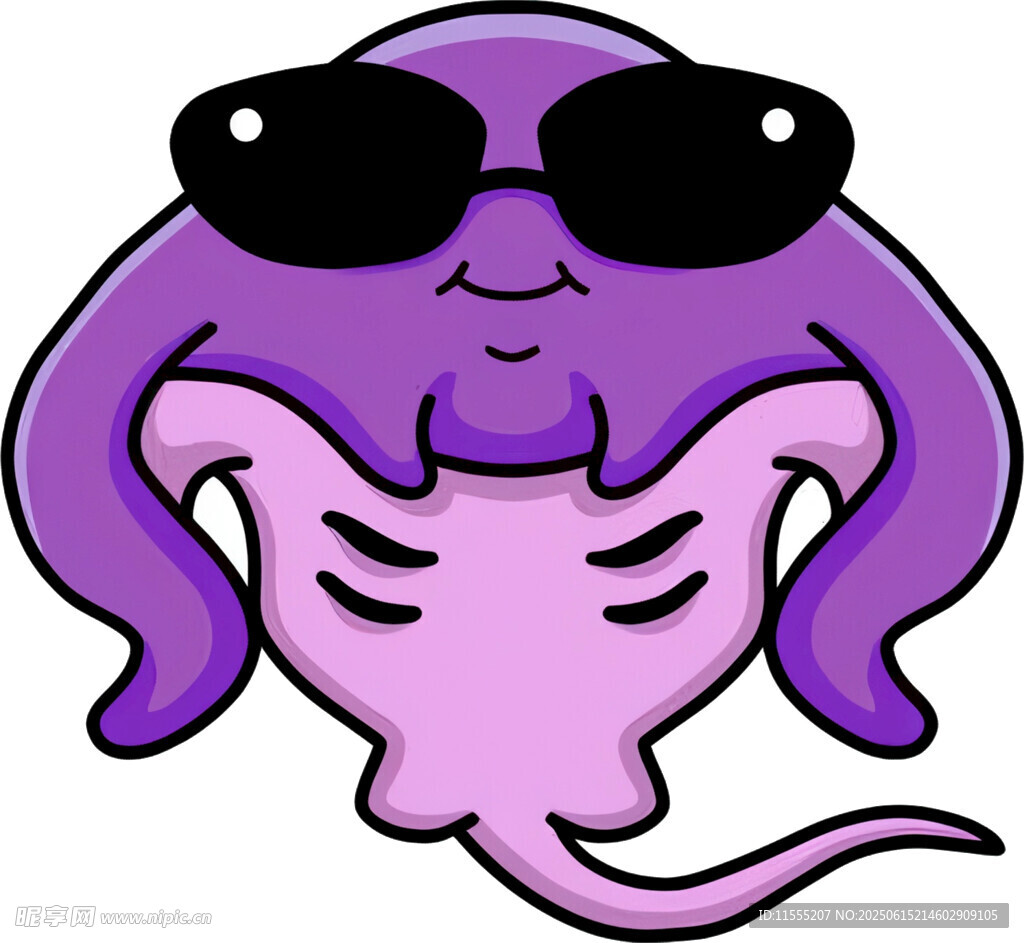 紫色墨镜章鱼卡通形象