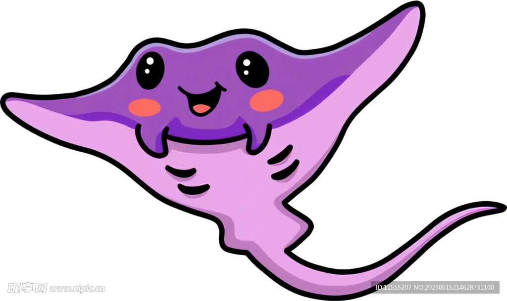 可爱紫色卡通蝠鲼形象