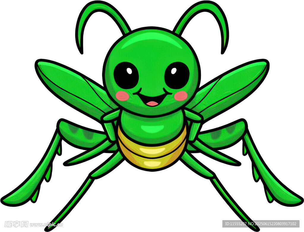 可爱绿色卡通昆虫形象