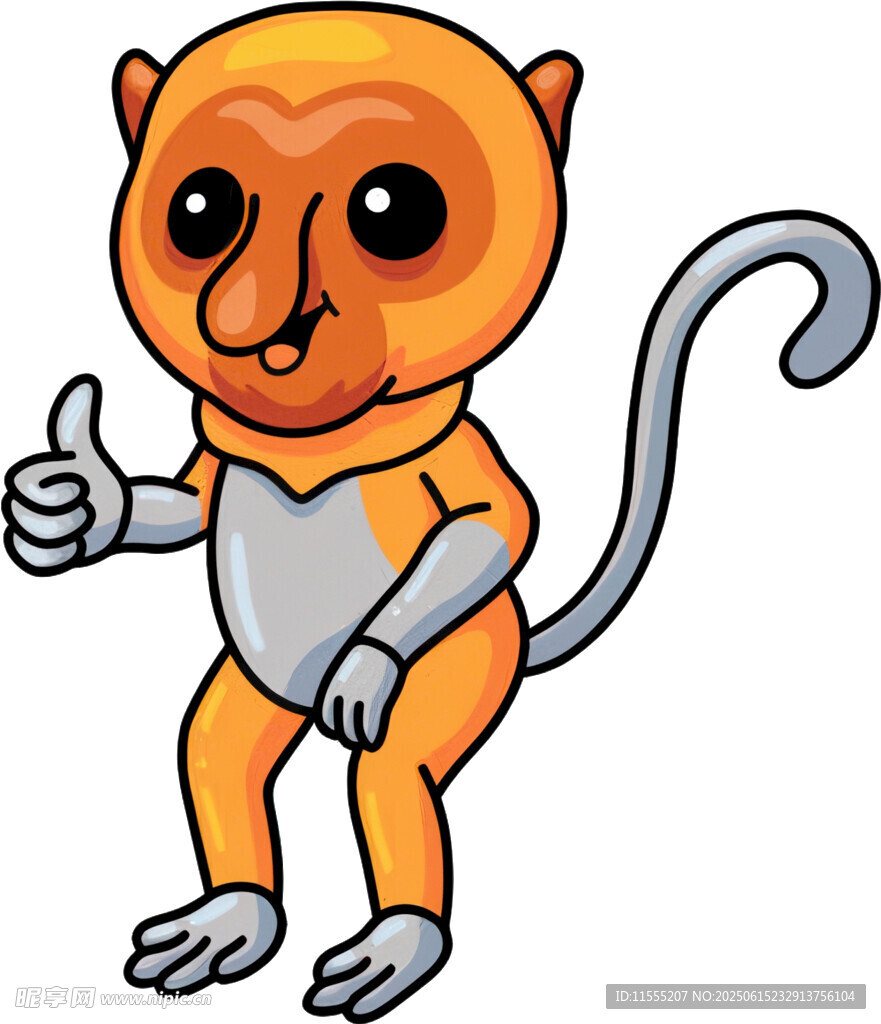 卡通小猴竖大拇指