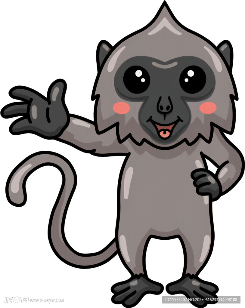 可爱猴子打招呼