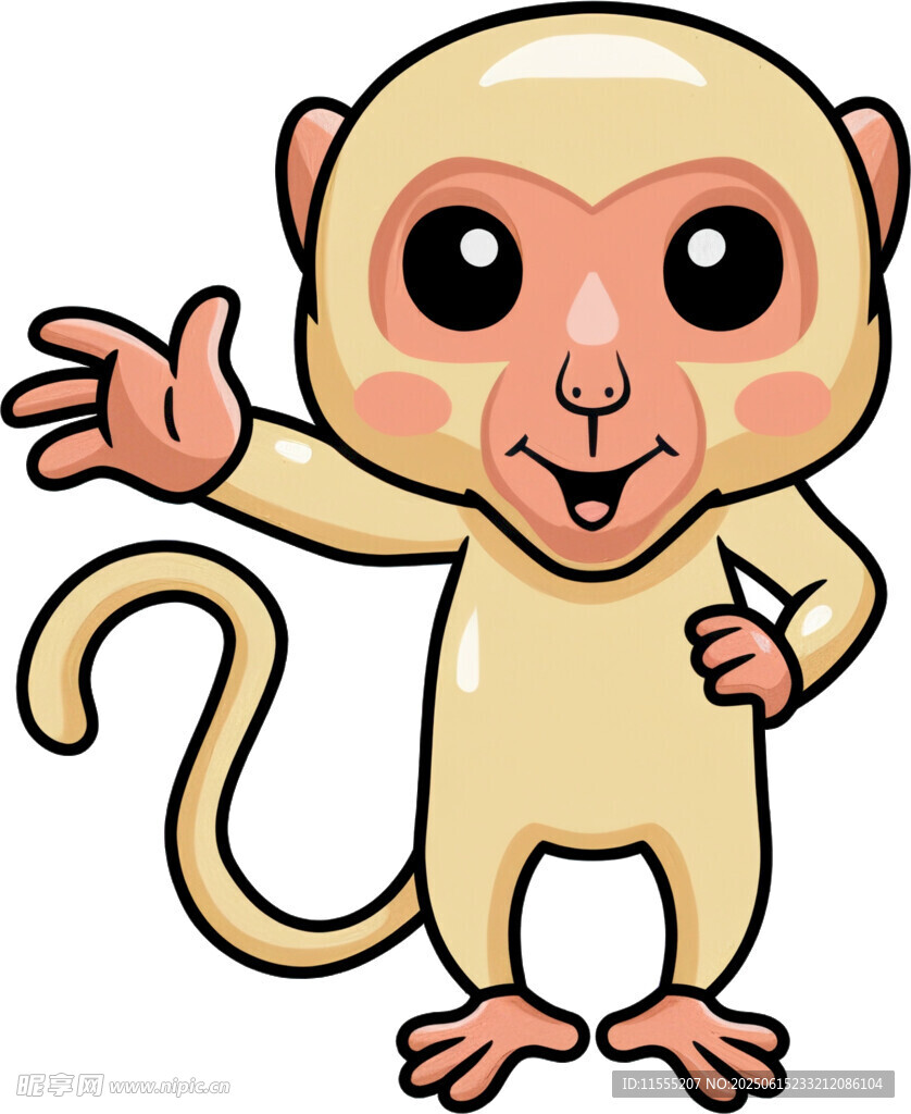 可爱小猴打招呼