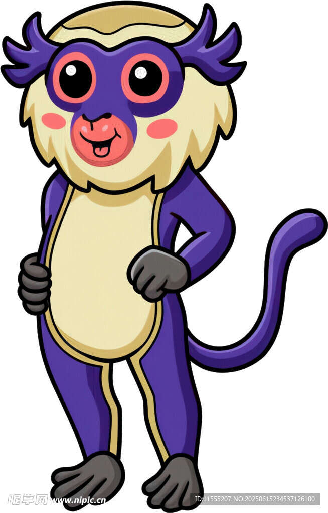 可爱紫色卡通猴子形象