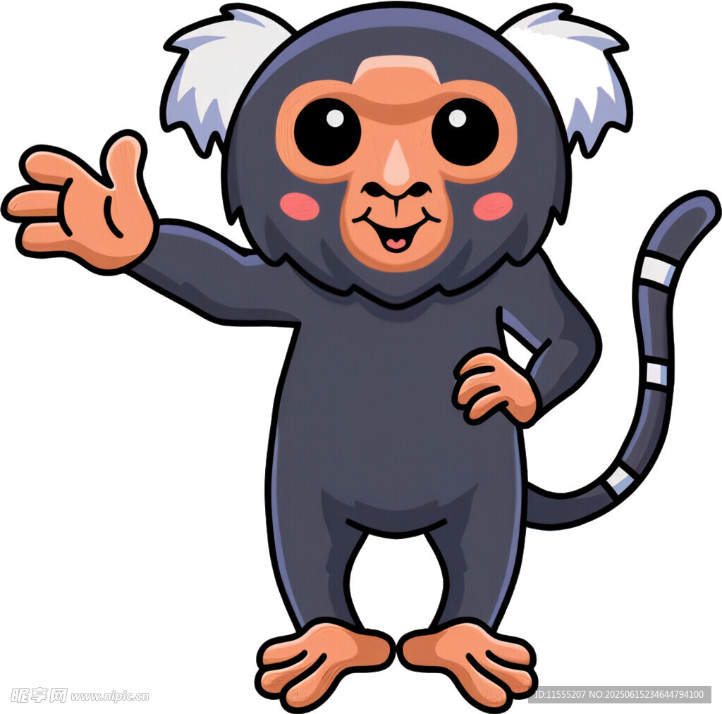可爱卡通猴子打招呼