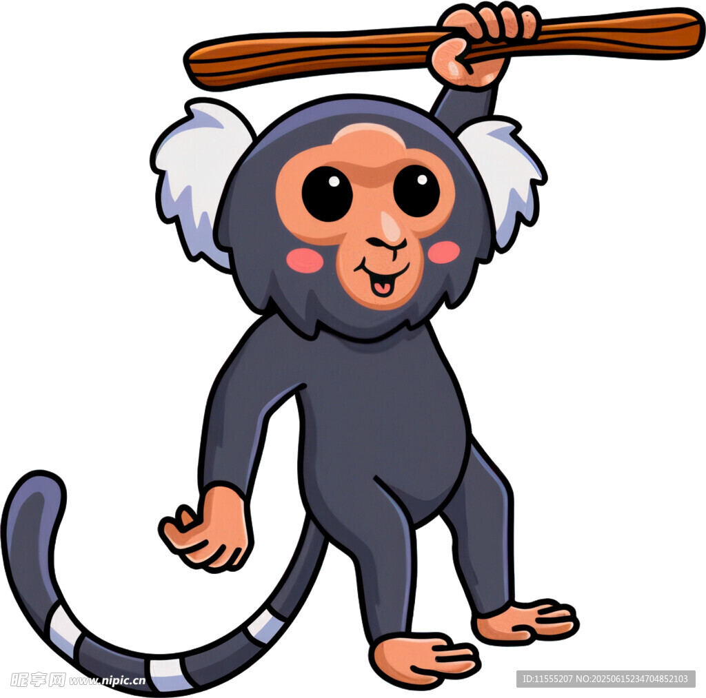 扛木棍的可爱小猴子