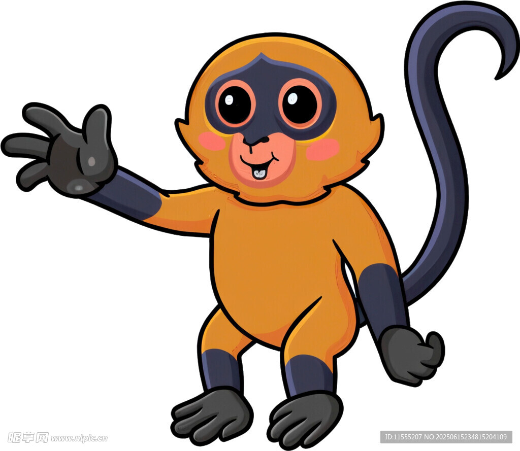 可爱小猴打招呼