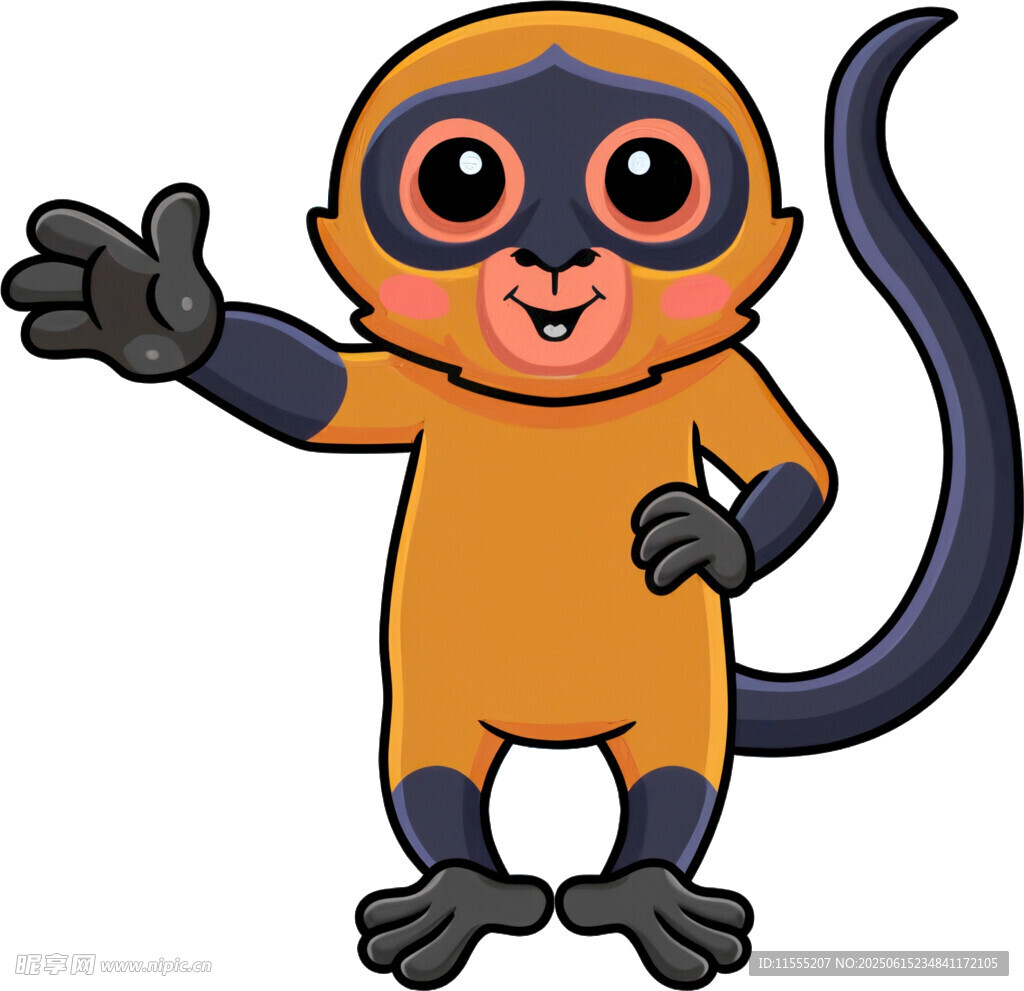 可爱卡通猴子打招呼