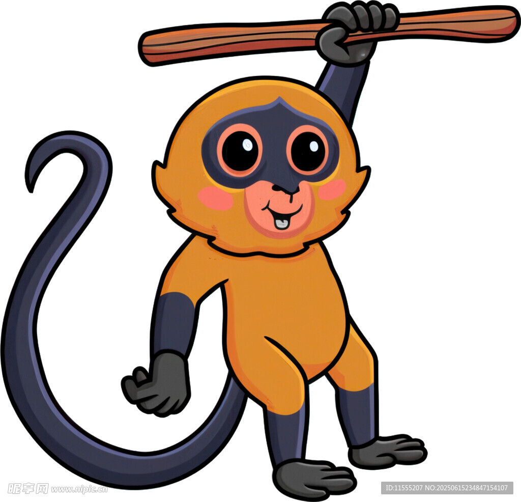 可爱小猴扛木棍