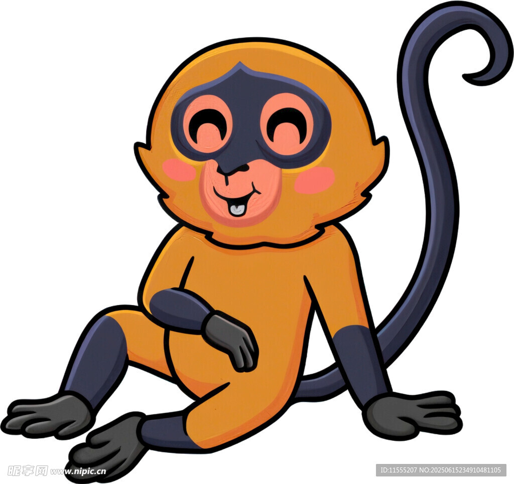 可爱小猴坐地露开心模样
