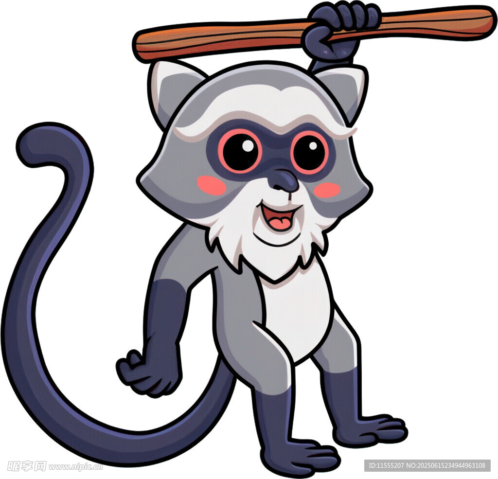 举着木棍的可爱小狐猴