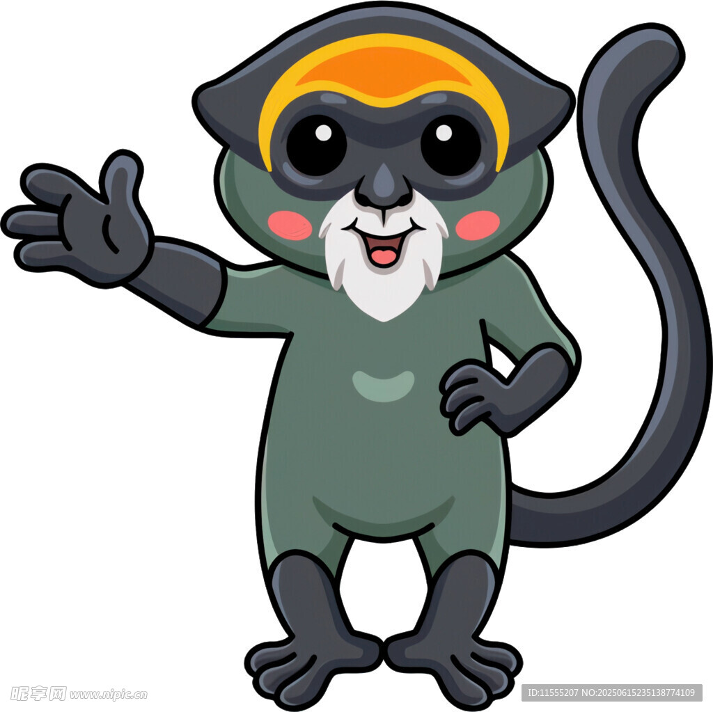 可爱卡通猴子打招呼