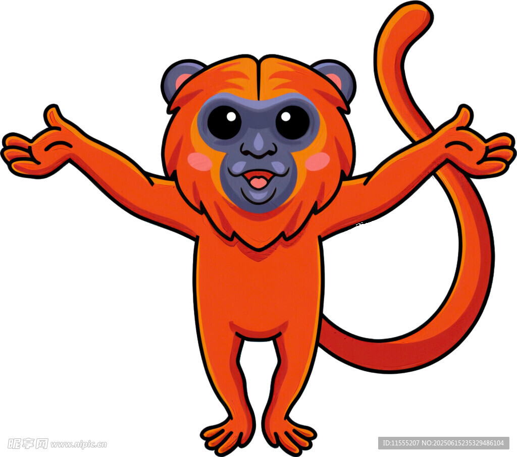 可爱橙色猴子张开双臂