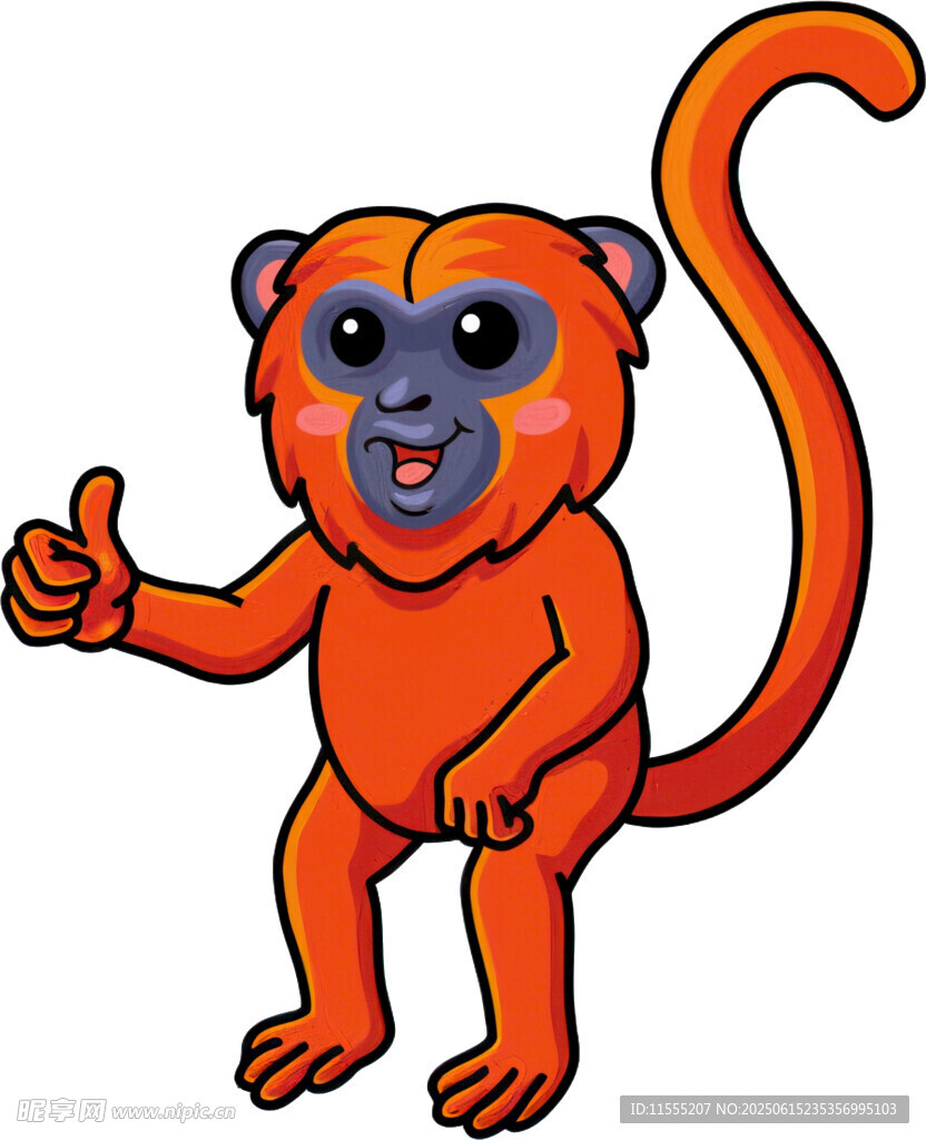 可爱橙色猴子竖大拇指