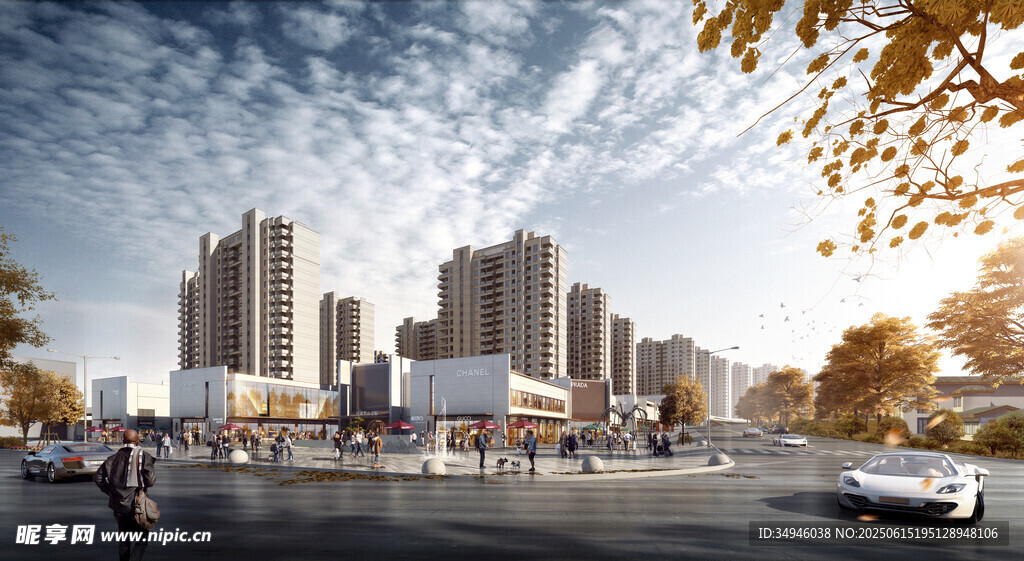 城市街景中的现代高楼