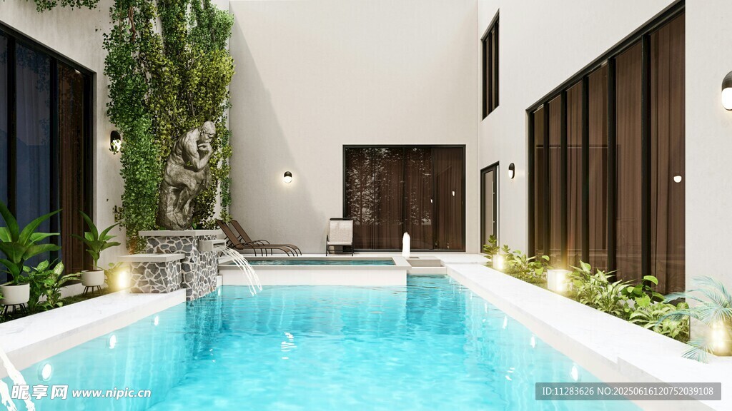 现代室内泳池优雅空间