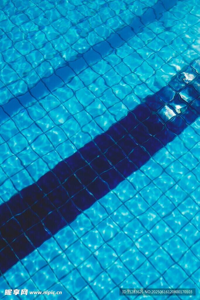 清澈泳池中的泳道分隔线