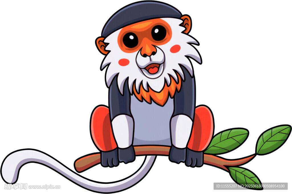 树枝上的可爱卡通猴子