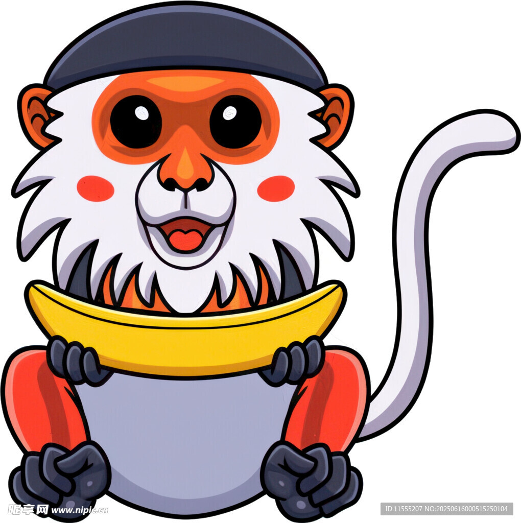 可爱猴子抱香蕉卡通形象