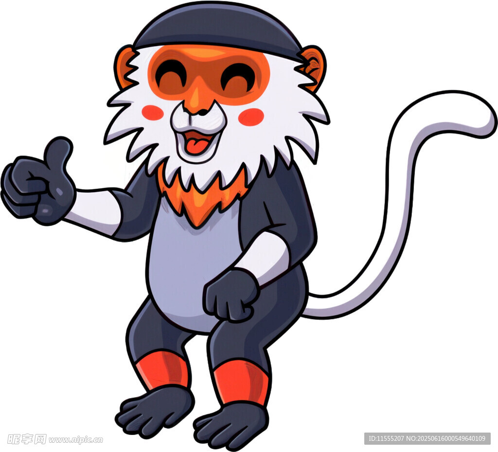 可爱卡通猴子竖大拇指