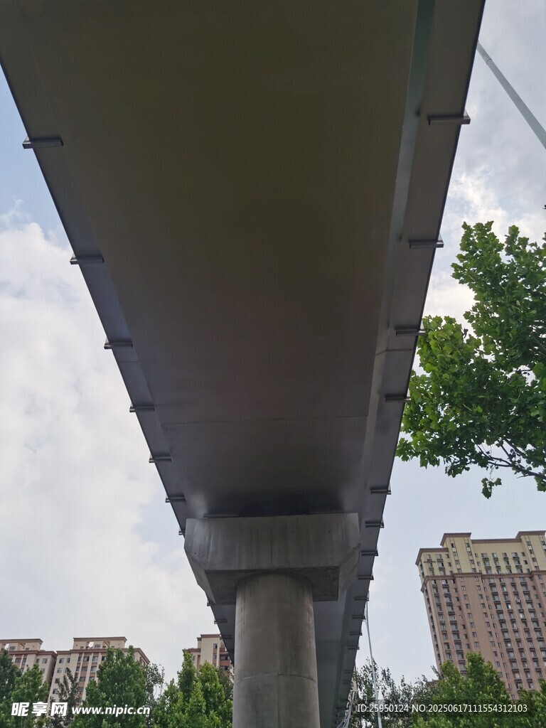 桥梁底部视角与城市景观