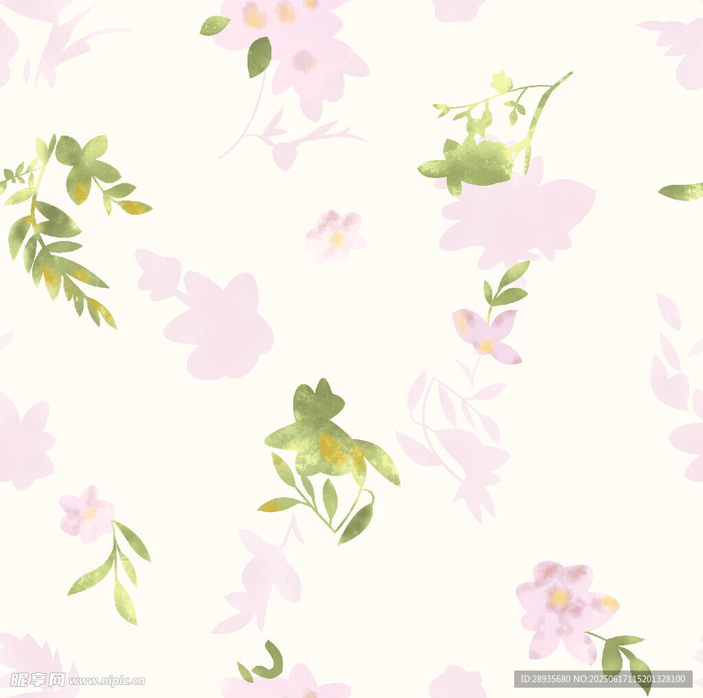 粉色花卉植物无缝图案