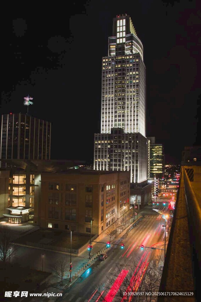 城市夜景中的繁华街道