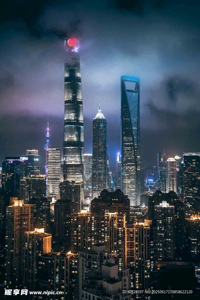 上海璀璨夜景摩天大楼